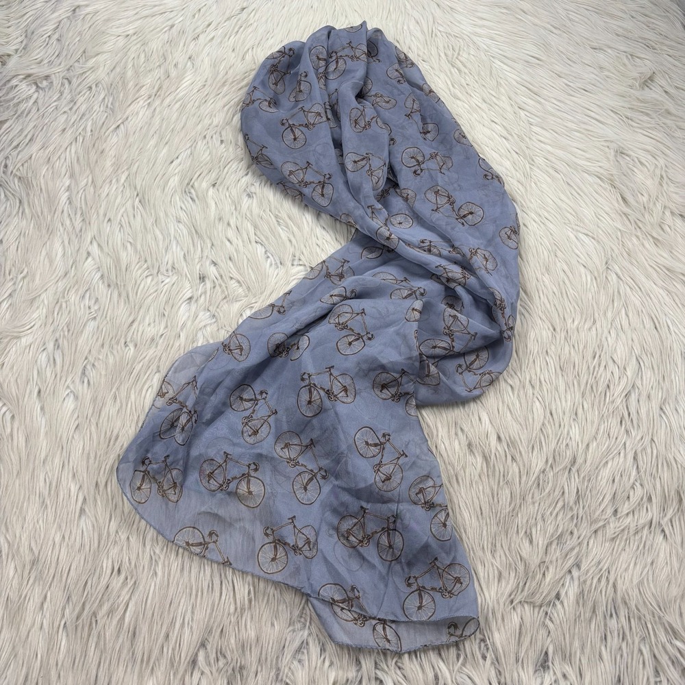 Roddaโ in Chiante Decori Neltempo Blue Bicycle Print Silk Scarf Wrap Artisan